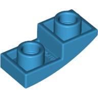 Lego destička 2x1 půl oblouku zakulacená hladká invertovaná, azurová tmavá (6231942)